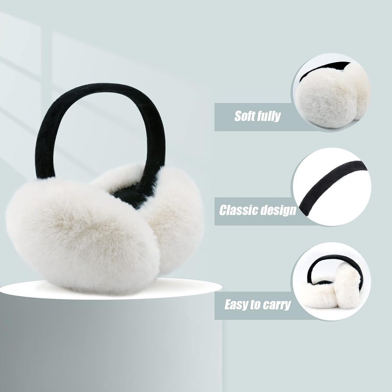 FSTEOE Women Winter Ear Muffs Foldable Girl Ear Warmer Fashion Furry Earmuff Soft Ear Cover Cold Weather - Image 2